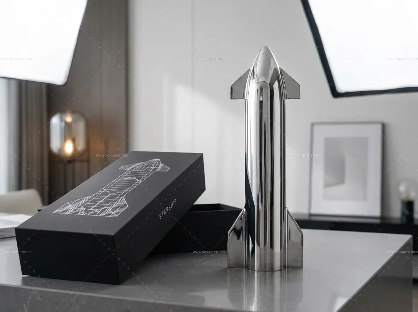Vokar stainless steel Starship model gift box presentation for astronomy lovers and space fans